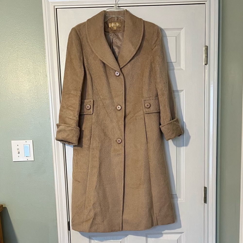 Vintage Katherine Kelly Alpaca Wool Long Tan Coat Sz 12 Retails $999